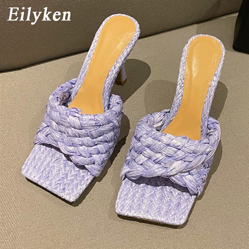 Processing time:5-7 days after placing orders Eilyken Summer Design Weave Square Toe Heels High Quality Slippers Gladiator Beach Womens Sandal Slides Shoes image 19