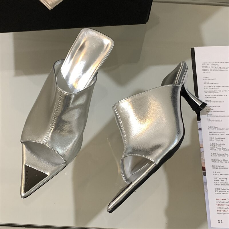 Processing time:3-5days after placing orders Eilyken Summer Pointed Peep Toe Slide Slippers Women Thin Low Heels Banquet Party Prom Ladies Designer Shoes Zapatos Mujer image 2