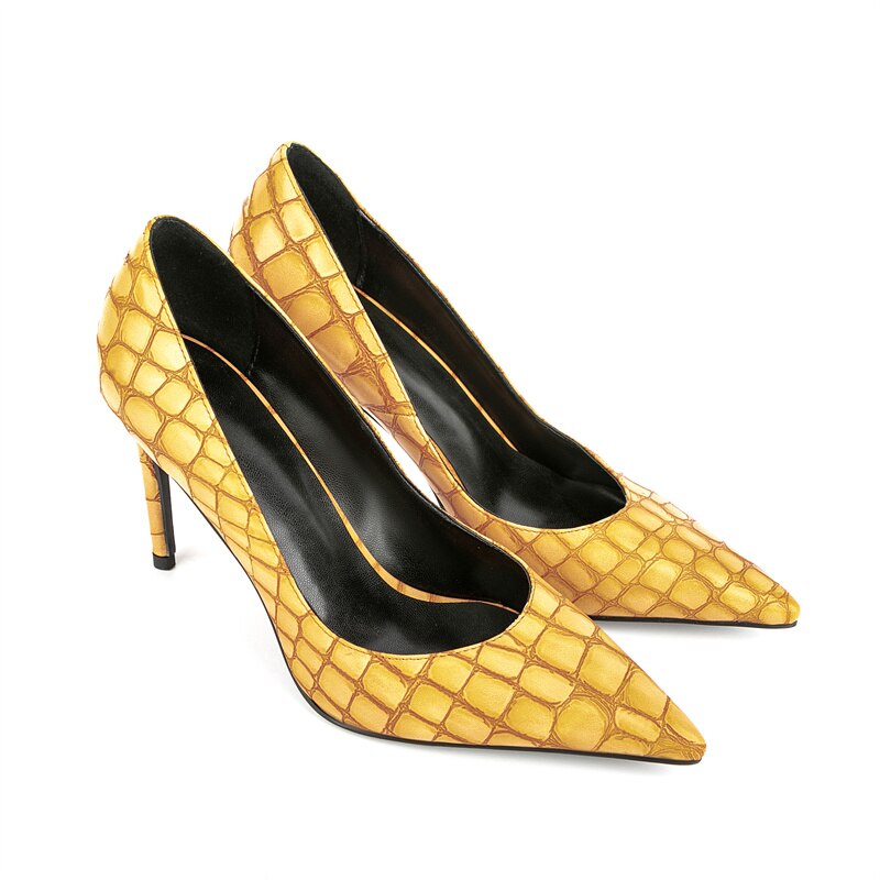 processing time:7-10 days after placing orders--Spring and Summer Pointy Thin High-heeled Shoes Elegant Sexy Plaid Shallow Mouth Single Shoes Banquet Show Work Shoes image 63