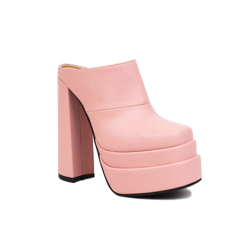 processing time:3-5 days after placing orders--Gold Olive Closed Toe Sexy Super Block High Heels Womens Slides Sandals Crocodile PU Skin Leather Insole Platform Slippers Mules image 11