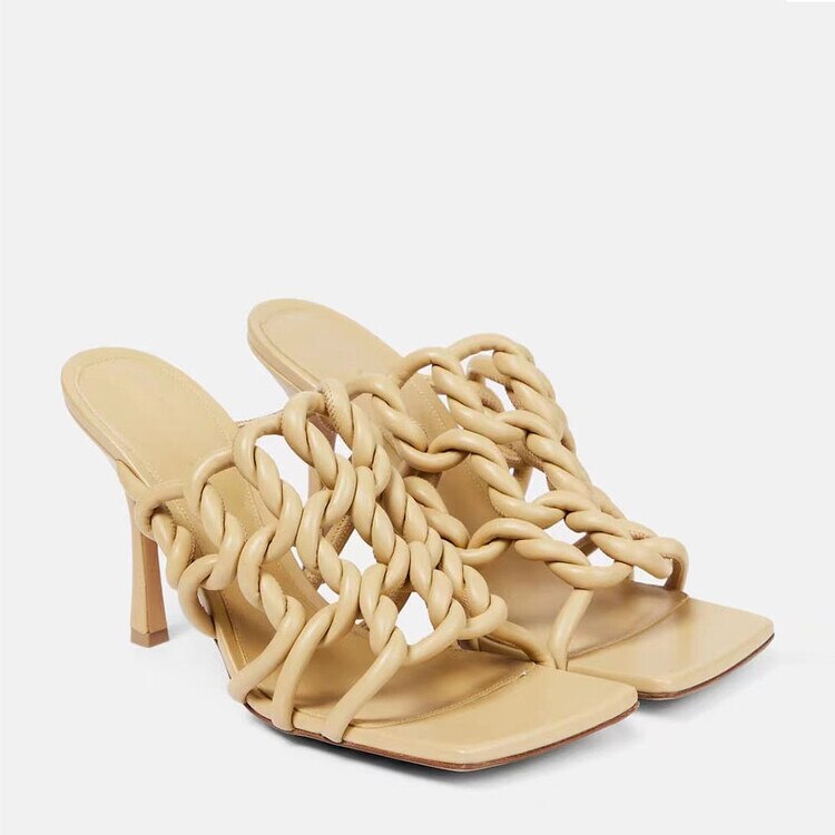 Processing time:5-7 days after placing orders Women's Spring and Summer Woven Sandals European and American Slim Fitting High-heeled Banquet Walking Shoes image 42