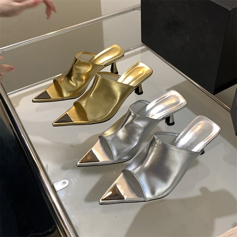 Processing time:3-5days after placing orders Eilyken Summer Pointed Peep Toe Slide Slippers Women Thin Low Heels Banquet Party Prom Ladies Designer Shoes Zapatos Mujer image 13