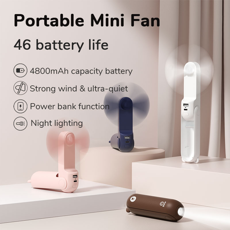 JISULIFE Handheld Fan with 4800 mAh Powerbank, Pocket Personal Fan,  Enhanced Airflow, Rechargeable Quiet Mini Fan 