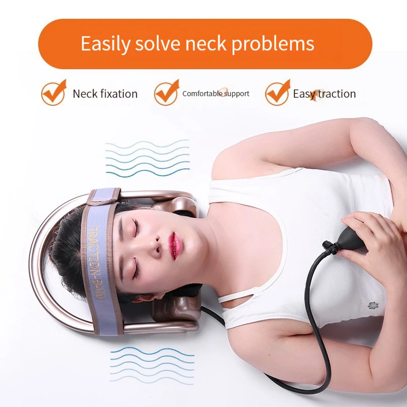 Three burdens of neck discomfort: poor fixation, lack of support, and difficulty with traction visualized as icons