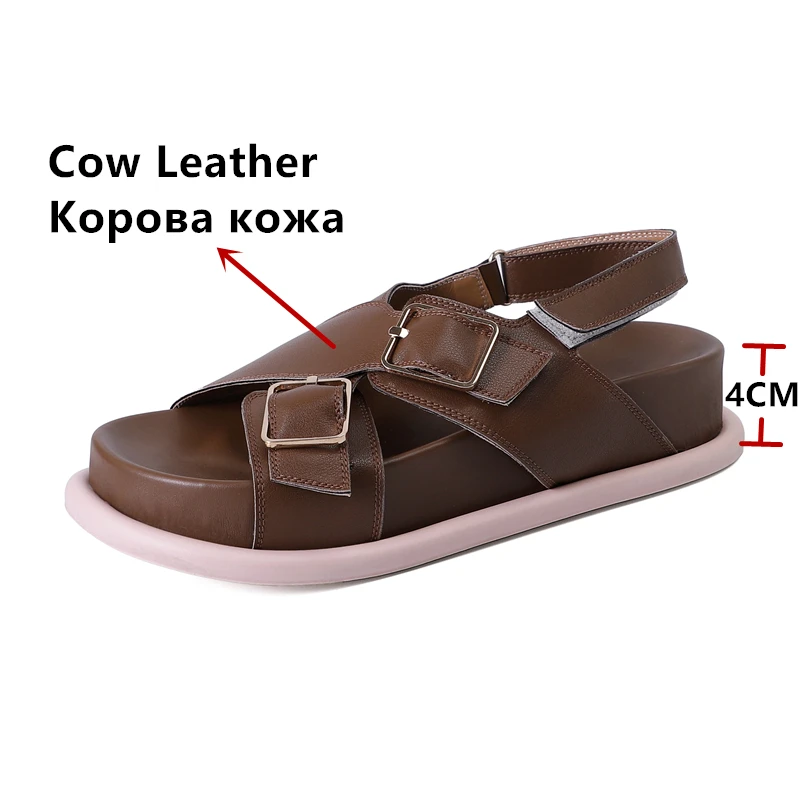 Genuine Leather Sandals For Women Flats Heels Comfortable Summer Casual Shoes Woman Student Sandals Shoes image 8