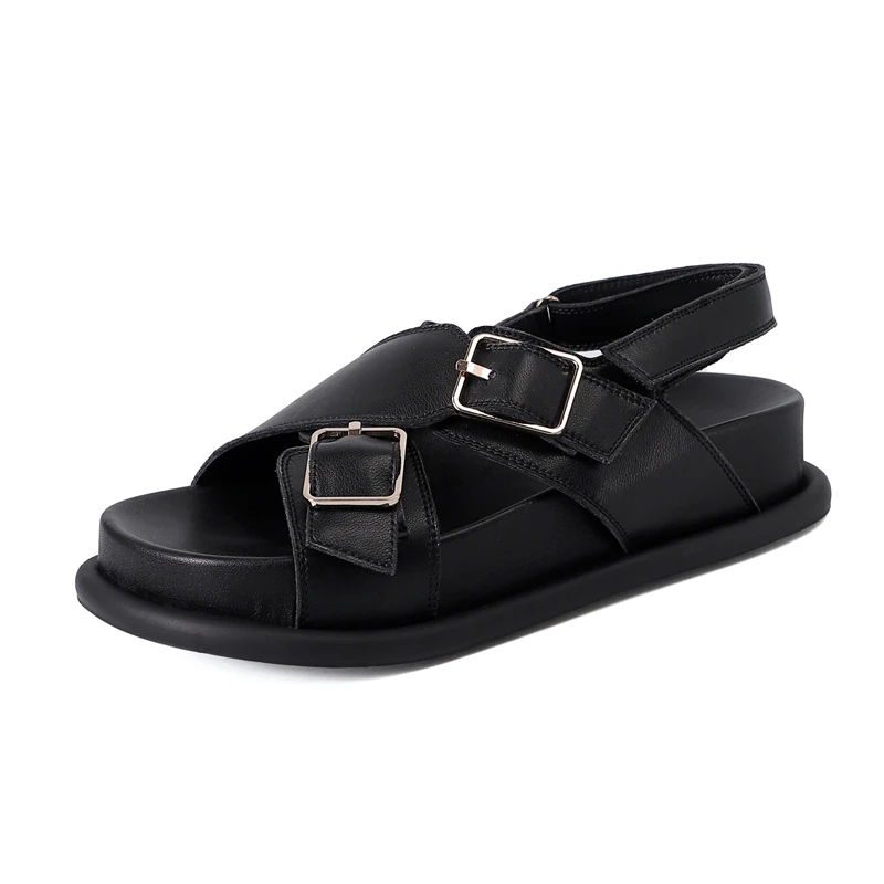 Genuine Leather Sandals For Women Flats Heels Comfortable Summer Casual Shoes Woman Student Sandals Shoes