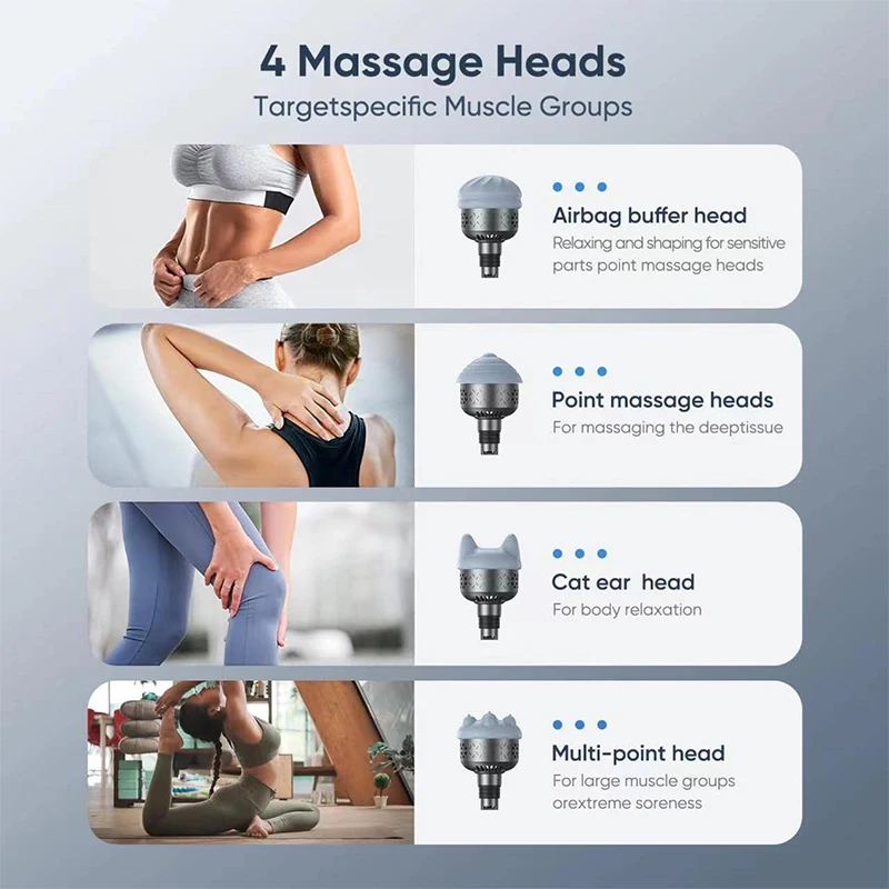 Four specialized massage heads for full-body recovery