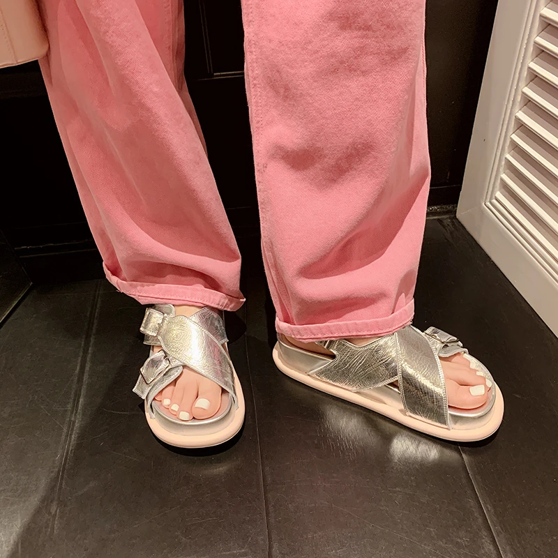 Genuine Leather Sandals For Women Flats Heels Comfortable Summer Casual Shoes Woman Student Sandals Shoes image 7