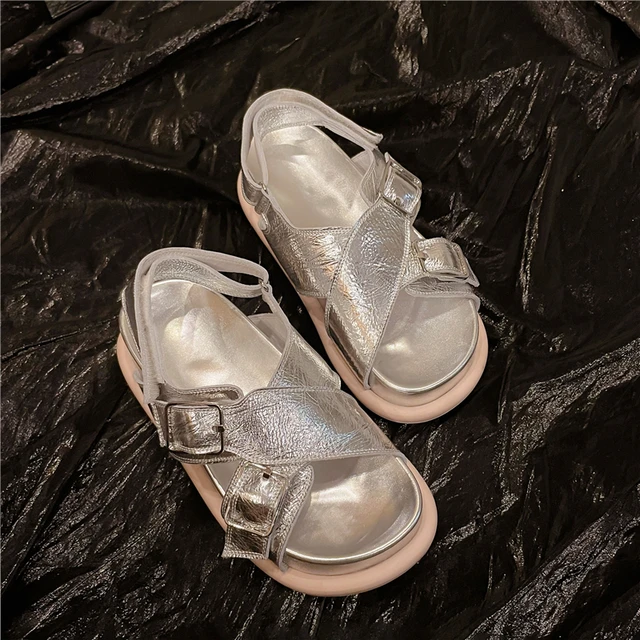 Genuine Leather Sandals For Women Flats Heels Comfortable Summer Casual Shoes Woman Student Sandals Shoes