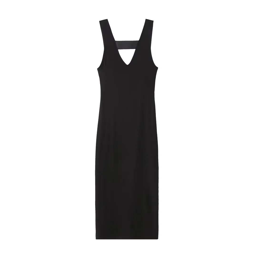 Black Slip Midi Dress Woman Bodycon Knitted Dresses for Women Beach Backless Female Dress Sexy Summer Dress Women FB7B13F4EFC3FF84A1328797FB8CDDA3