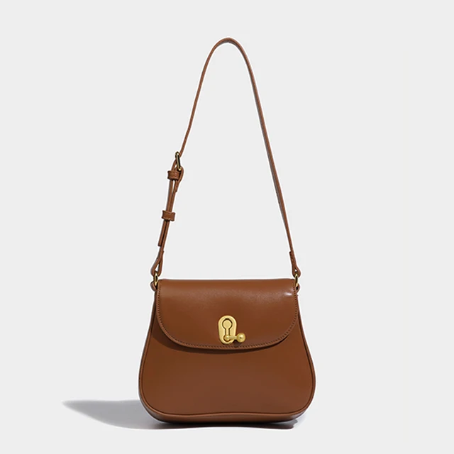 Vintage Elegant Women Flap Purse Shoulder Bags PU Leather Small Tote Handbag Simple Design Crossbody
