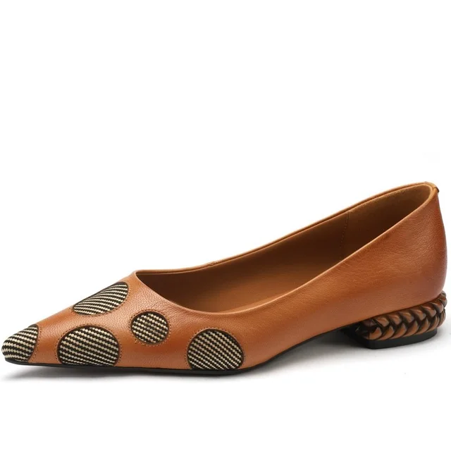Spring Autumn women pumps Genuine leather sheepskin upper pointed toe low heels women shoes Fashion