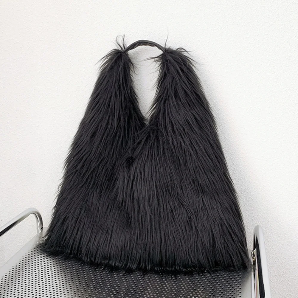 Fluffy Plush Women Shoulder Bag Soft Faux Fur Bags for Women Overlarge Handbag Winter Puffy Hobo