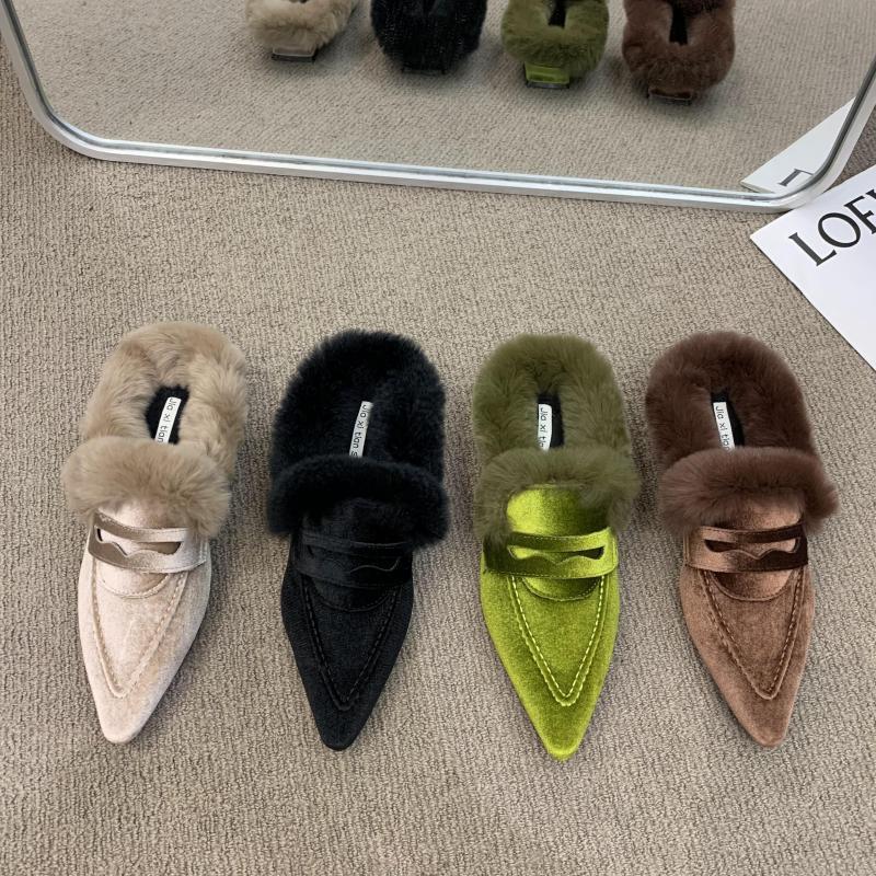 Women’s Plush Fur Platform Slippers – Warm Indoor/Outdoor Winter Slides