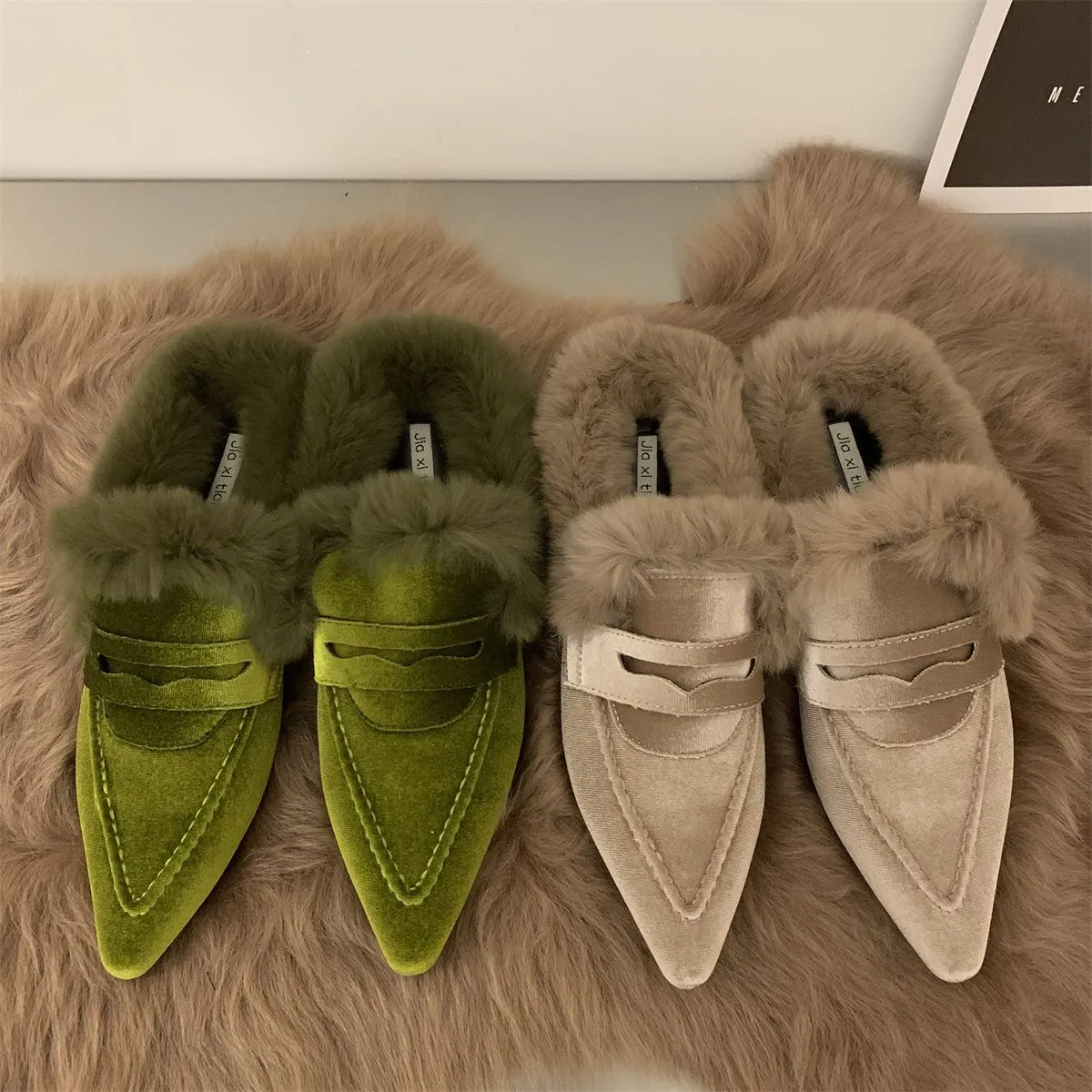 Women’s Plush Fur Platform Slippers – Warm Indoor/Outdoor Winter Slides