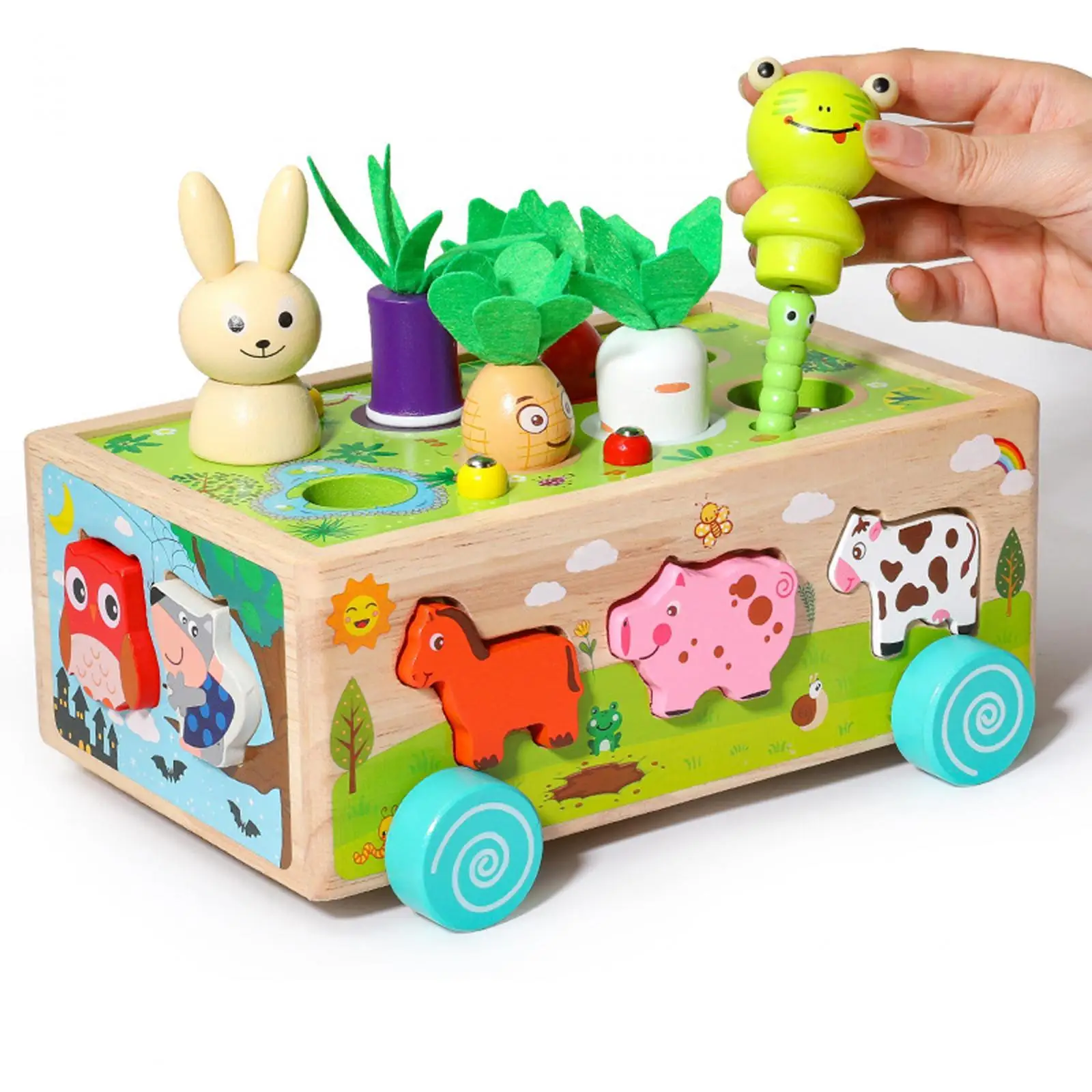 Jouets Montessori, jouet de développement, jeu de récolte de carottes, jouet en bois, apprentissage préscolaire pour cadeau de vacances, enfants de 3, 4 et 5 ans