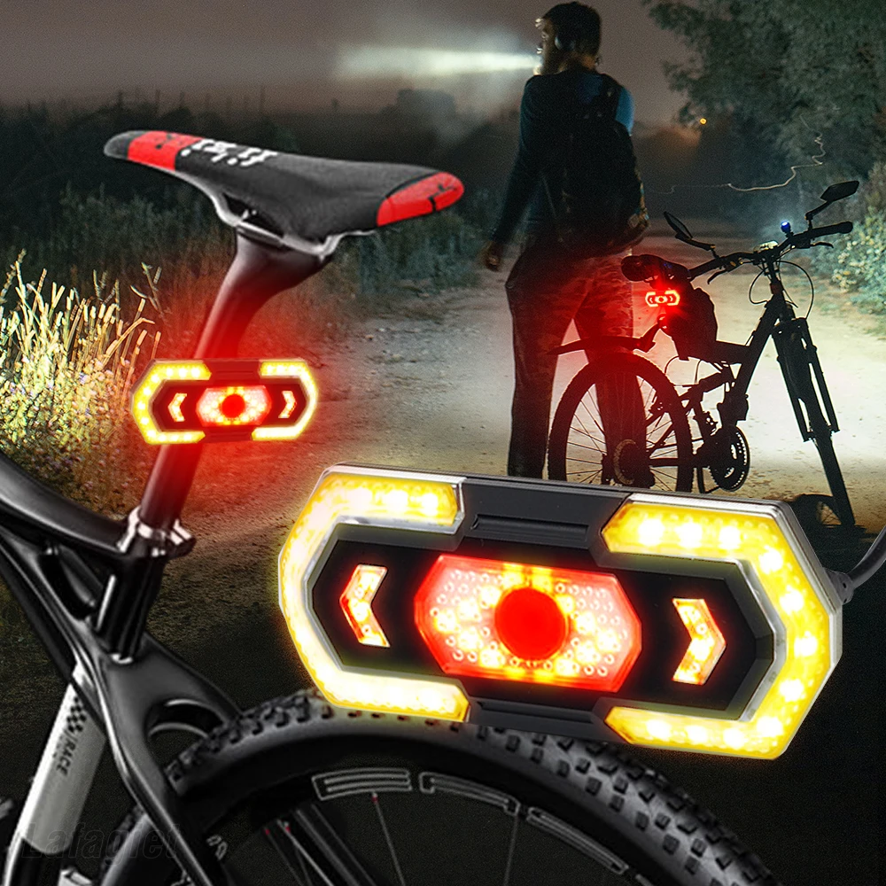 Bike Rear Lamp Smart Wireless Remote Turn Signal Lights Bicycle LED Taillight Easily Installation