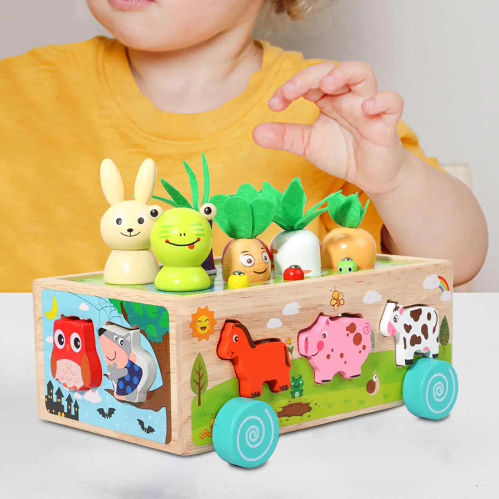 Jouets Montessori, jouet de développement, jeu de récolte de carottes, jouet en bois, apprentissage préscolaire pour cadeau de vacances, enfants de 3, 4 et 5 ans