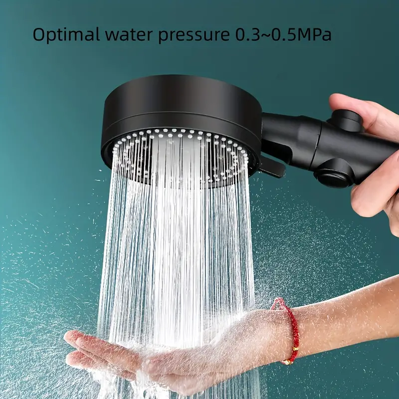 1pc high pressure shower head multi functional hand held sprinkler with 5 modes 360 adjustable detachable hydro jet shower head with pause switch all round filter bathroom accessories 9 8 3 5inch details 9