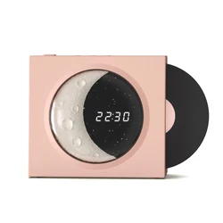 Creative Retro CD Design Bluetooth 3D Stereo Speaker Desktop Moon Lamp Clock Half Moon Starry Sky