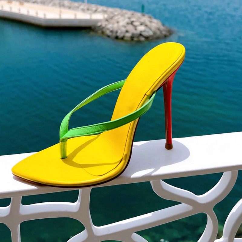 Luxury Real Leather High Heel Mules – Pointed Toe Party Slides for Women