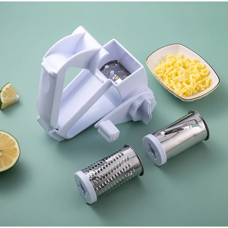 Handheld Mini Rotary Cheese Grater Shredder with Stainless Steel Drum for Grating Hard Nuts Kitchen Gadgets