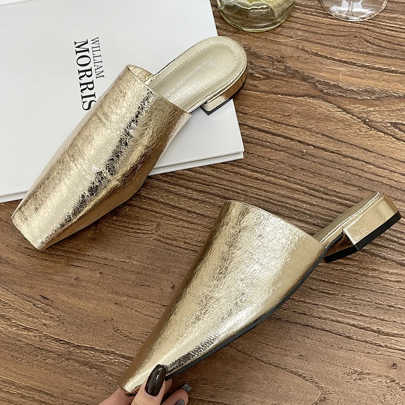 Beach Female Slides – Golden Fashion Flats & Summer Sandals