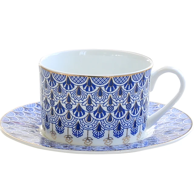 300ML, fine bone china coffee cup and saucer, russian design espresso cups, porcelain reusable cup
