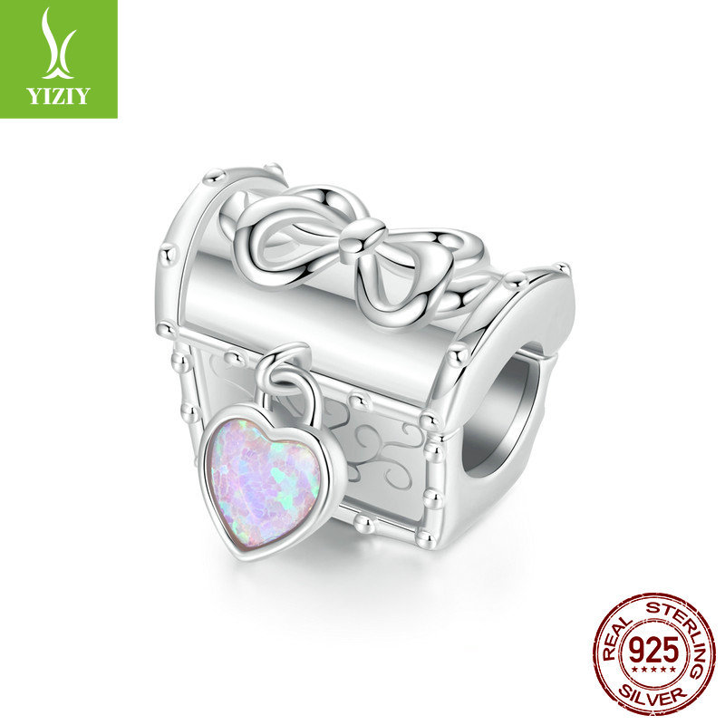 Silver Charm Original Retro Bow Treasure Box DIY Beaded Love Auspicious Treasure s925 Pure Silver