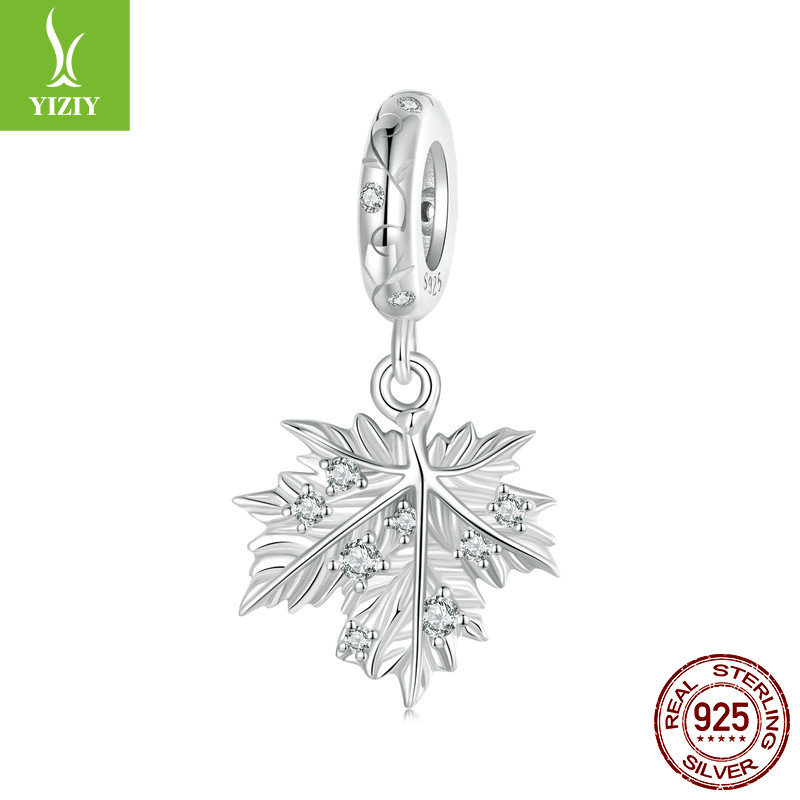 ilver Charm Original New Sparkling Maple Leaf DIY Pendant String Decoration Romantic Autumn Leaves