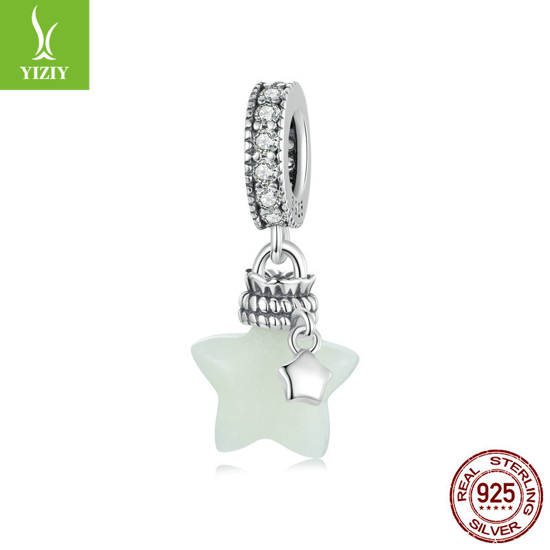 Silver Charm Original Star Wishing Bottle DIY Pendant Dreamy Luminous Stone s925 Pure Silver