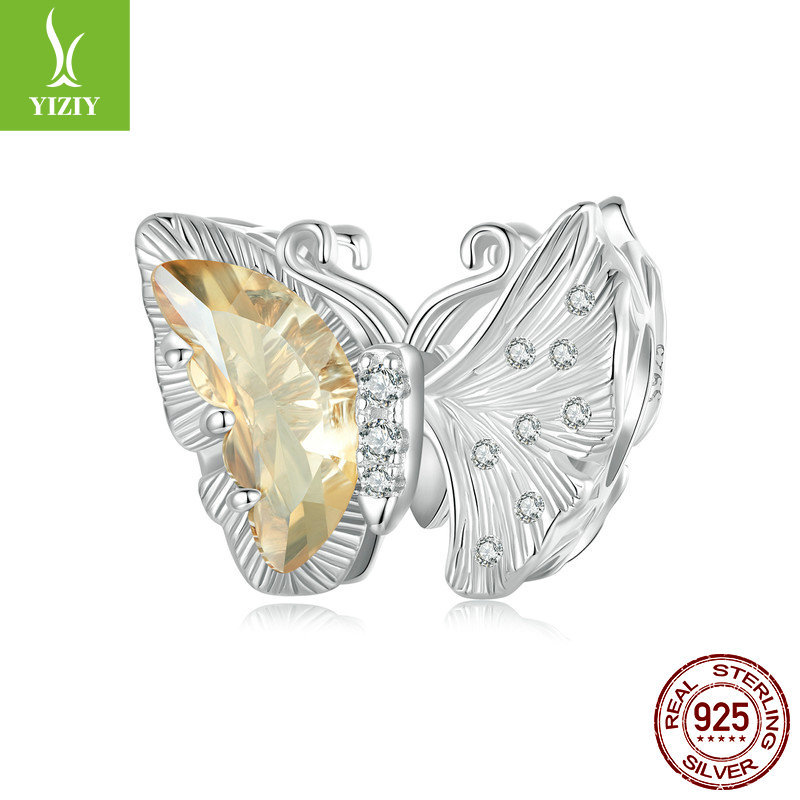 Yinziyun Original Ginkgo Butterfly DIY Bracelet Beads Forest Romantic Golden Butterfly s925 Pure