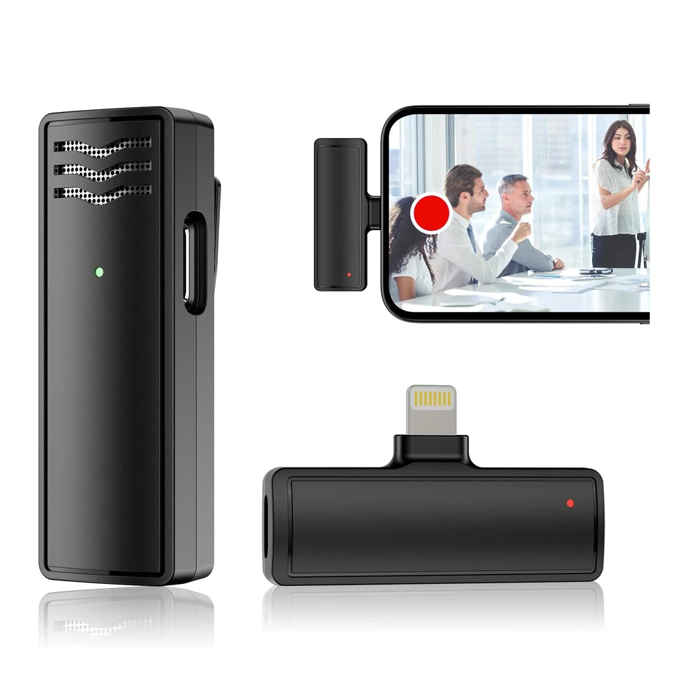 Wireless lavalier microphone for live recording intelligent noise reduction multifunctional portable