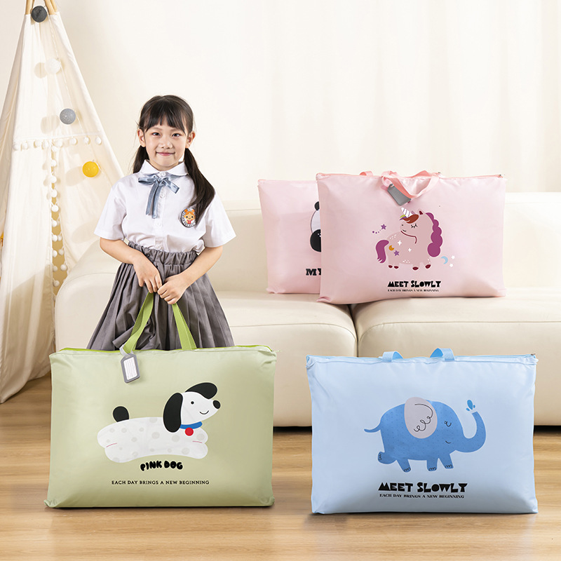 Cartoon cute portable large capacity moisture-proof quilt storage bag clothing storage bag