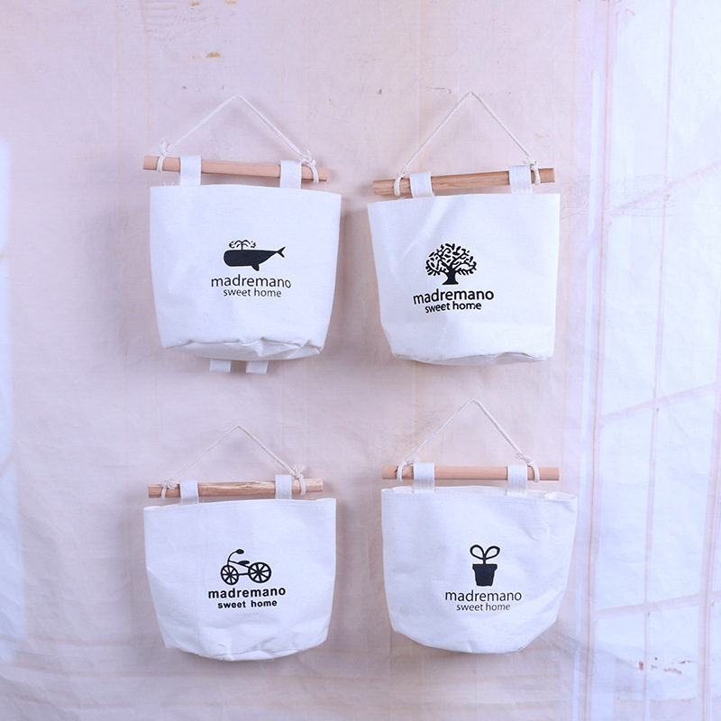 Simple wall-mounted single pocket storage hanging bag fabric sundries storage bag