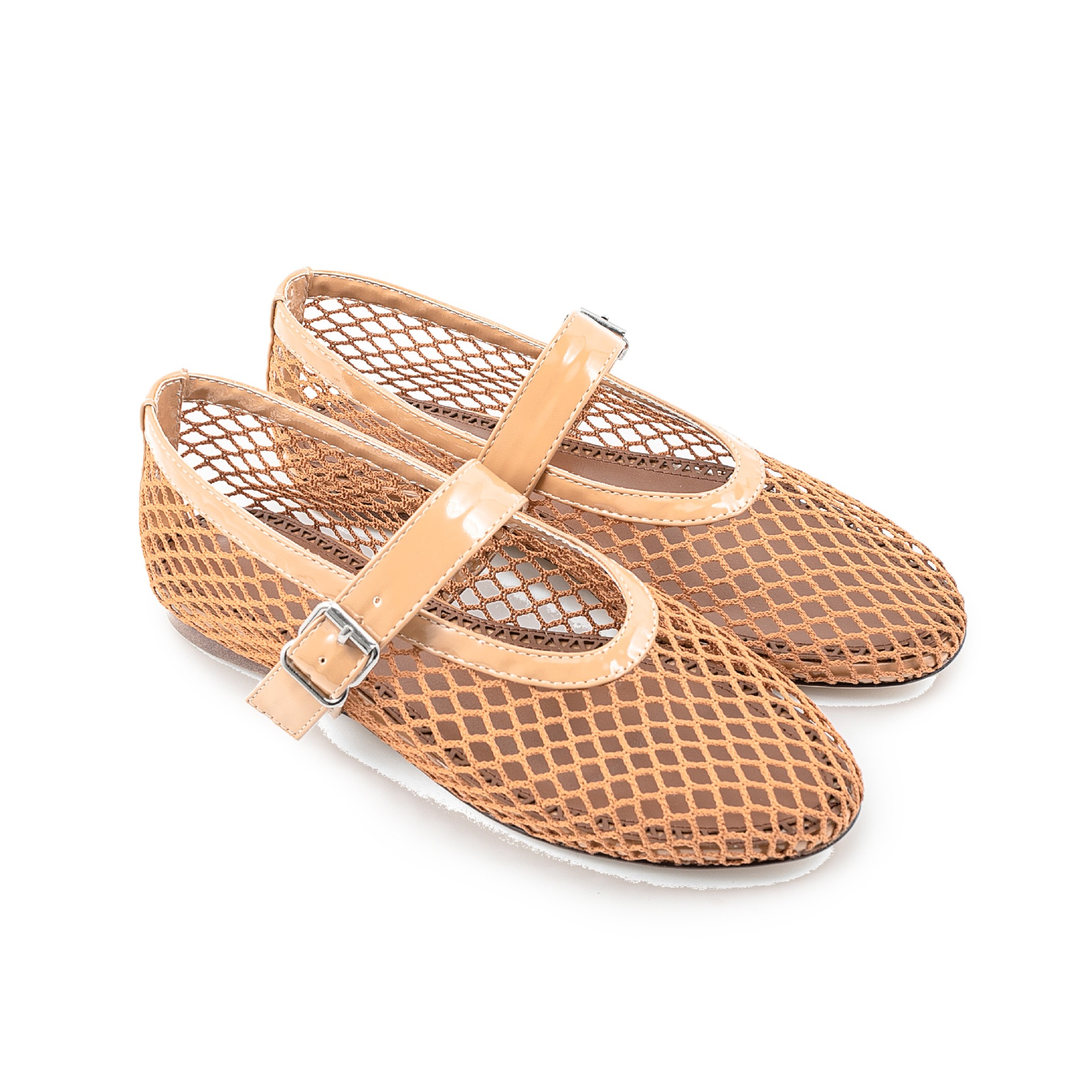 British Style Mary Jane Shoes For Women Patchwork Mesh Flat Ballet Shoes Buckle Strap Comfortable Summer Casual Shoes