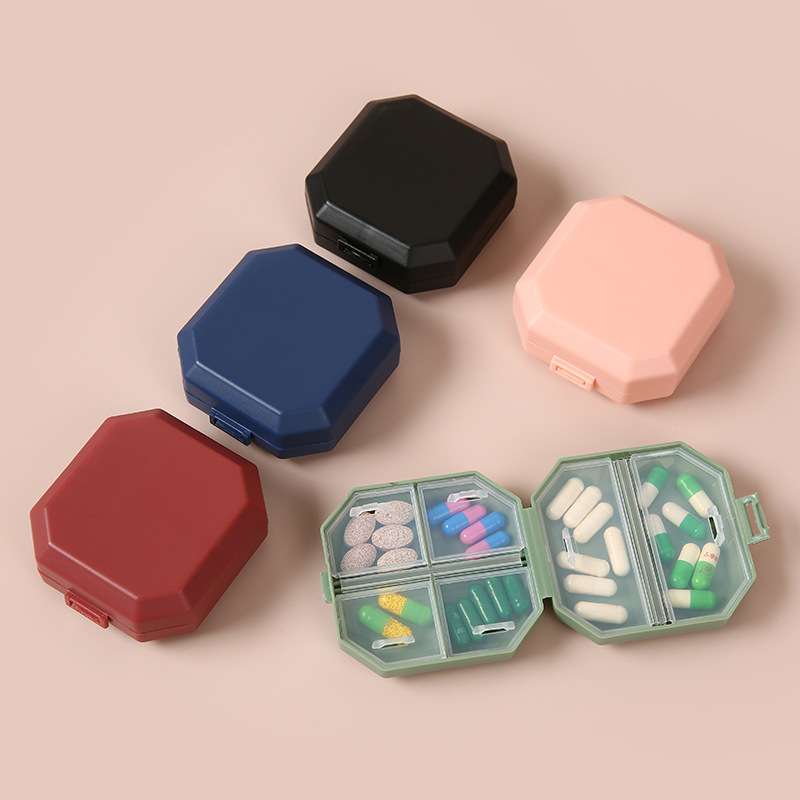 Household moisture-proof portable mini six-grid medicine box packaging box storage box