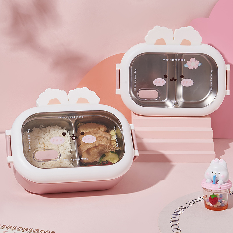 Cartoon cute insulation stainless steel compartment lunch box lunch box
