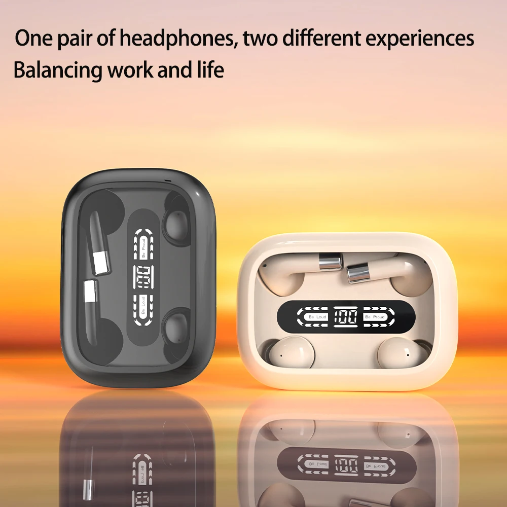 TWS Wireless Bluetooth Headphones ENC Noise Canceling with Mic Earphones Invisible Sleeping Earbuds