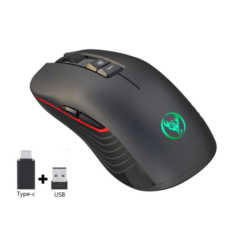 Rechargeable Wireless Mouse 3600dpi Adjustable Colorful Luminous Gaming Mouse 7D Can Turn Off Lights