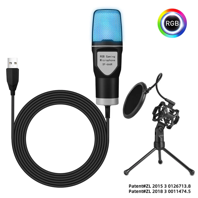 SF-666R condenser microphone RGB seven color luminous microphone with shock moun