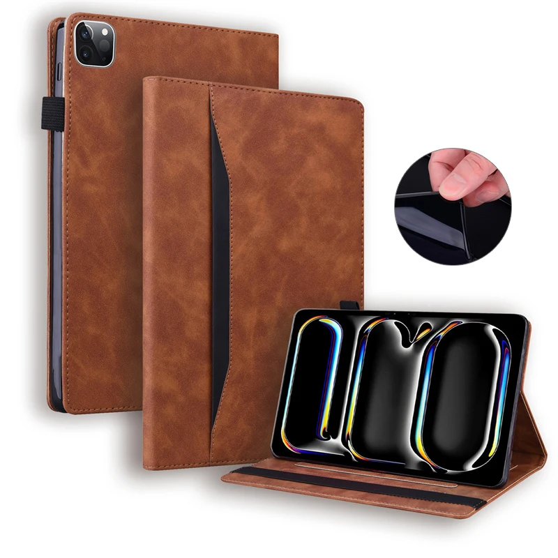 For Funda iPad Pro 11 13 Inch 2024 iPadPro11 Case PU Leather Soft TPU Back Business Folio Cover for