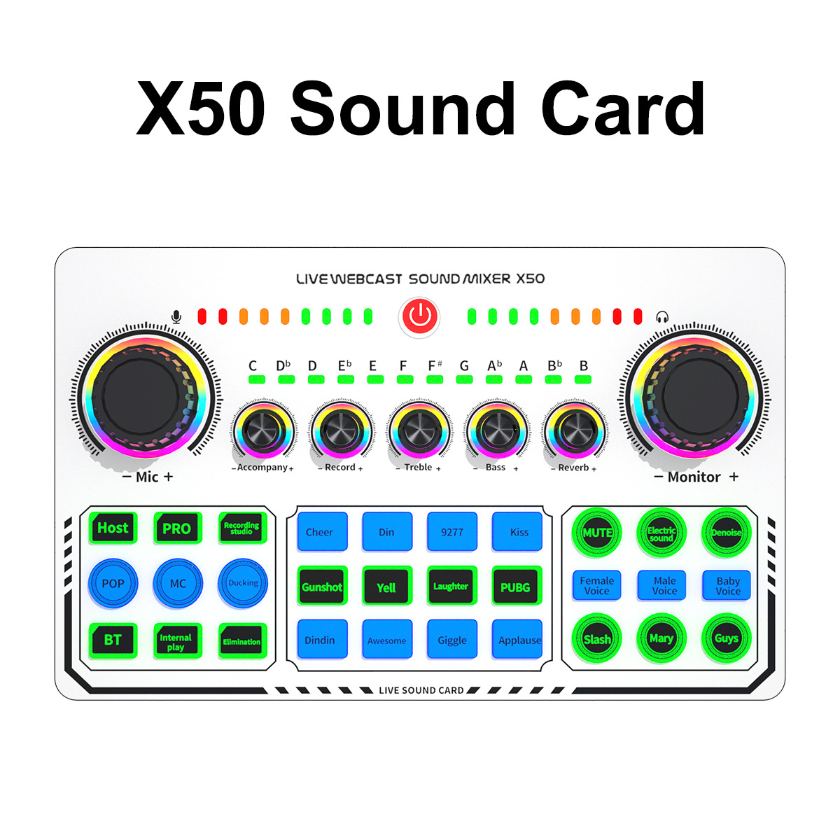 X50 Live Sound Card Bluetooth-Compatible Live Broadcast Audio Mixer Interface Pr