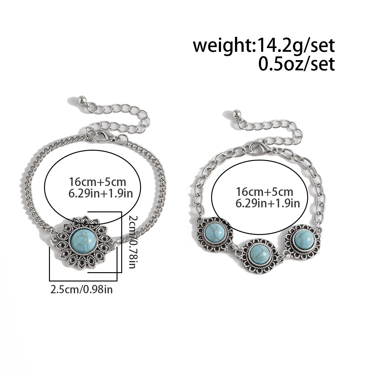 Indulge in elegant nostalgia with our Retro Style Turquoise Bracelet Set. This luxurious set features vintage-inspired designs and stunning turquoise stones, adding a touch of timeless sophistication to any outfit. Elevate your style with these exquisite bracelets that will make you feel like a true fashion icon.
