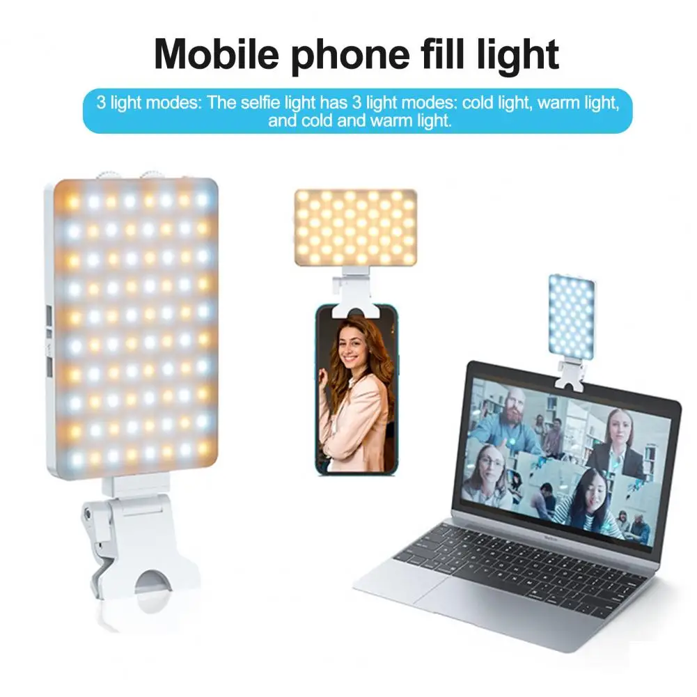 Portable Fill Light Dimmable Rechargeable Phone Light with Clip Super Bright Led Selfie Flicker-free