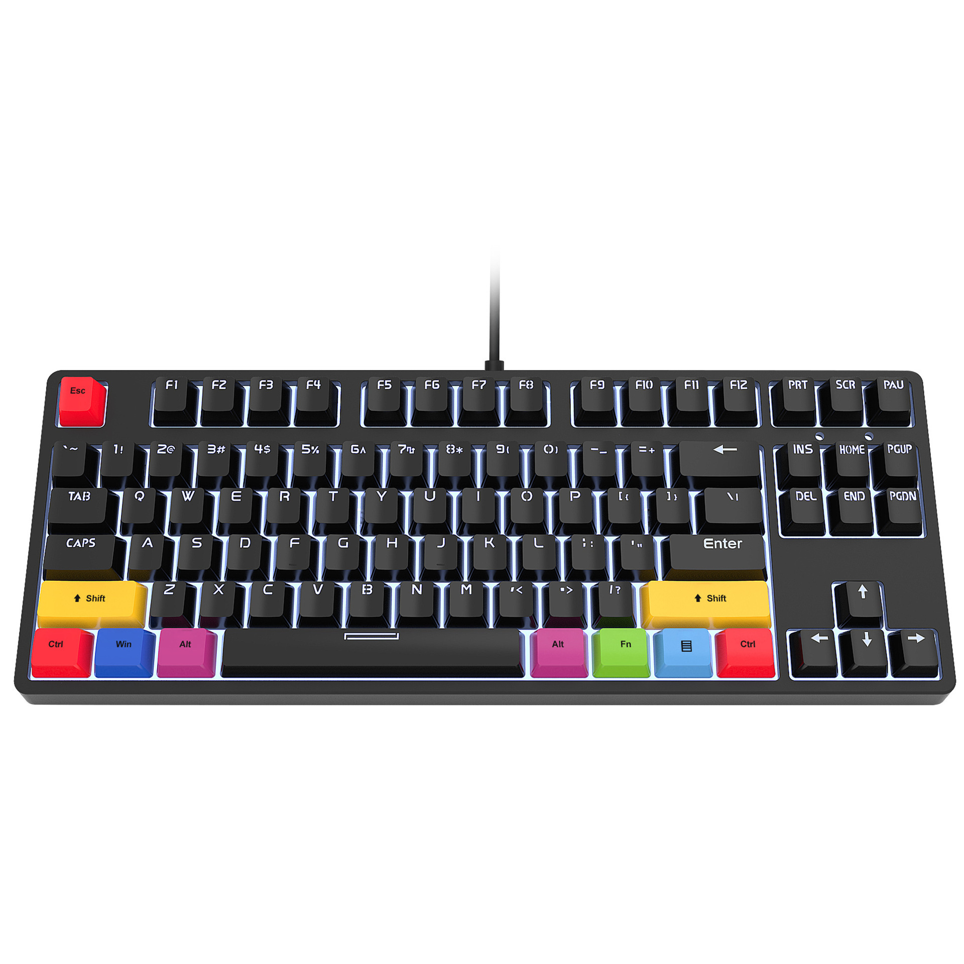 87 key wired mechanical gaming keyboard with red axis for esports and office use, with over 20 types