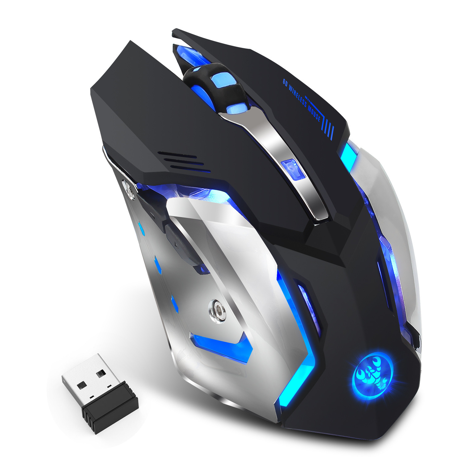 Wireless gaming mouse rechargeable 2.4G mouse with built-in 600mAh RGB illuminated business office