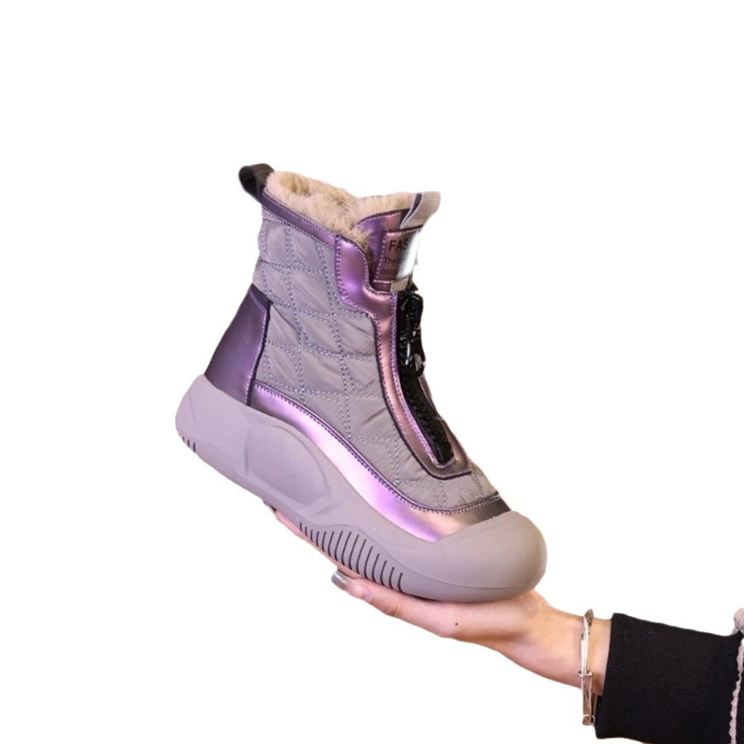 Retro versatile snow boots, soft soled waterproof cotton shoes with thick velvet, warm and high top women's shoes image 6
