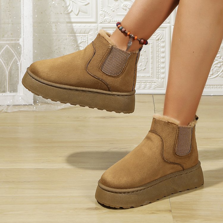 Winter Women Short Plush Warm Snow Boots Casual Shoes Suede Fur Chelsea Ankle Boots Flats Platform Ladies Shoes Botas image 9