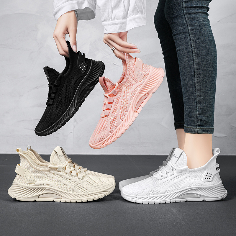 Women Lace Up Running Shoes Sporty Outdoor Beige Fabric Sneakers Comfort Lightweight Non Slip Athletic Shoes for Gym Work Casual image 10